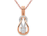 1/7 Carat (ctw H-I, I1-I2) Lab-Grown Diamond Knot Slide Pendant Necklace in 14K Rose Gold with Chain
